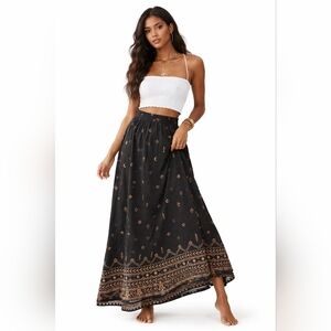 Mossimo Supply Co. Boho Celestial Tribal Maxi Skirt XS Elastic Waist Festival
